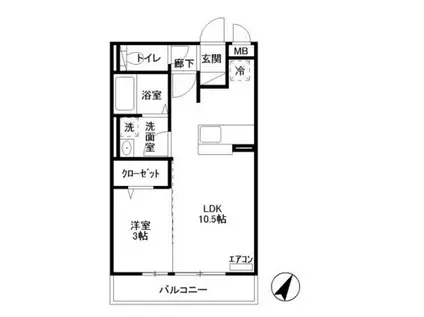 プリームスA(1LDK/2階)の間取り写真