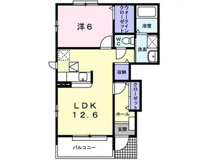 コリナ ヴェルデ(1LDK/1階)の間取り写真
