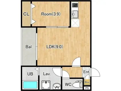 ジーメゾン狭山富士見リュミエール(1LDK/3階)の間取り写真