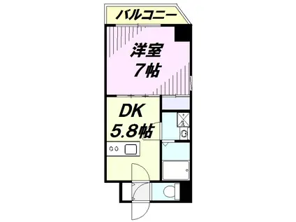 ロゼットⅢ(1DK/8階)の間取り写真