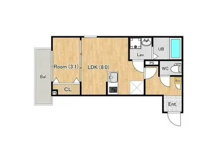 ジーメゾン狭山水野アクア(1DK/3階)の間取り写真