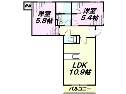 ミオ コート(2LDK/1階)の間取り写真