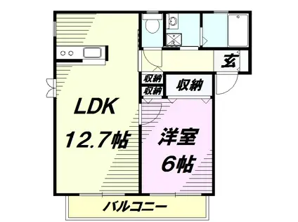 グランシードⅠ(1LDK/2階)の間取り写真