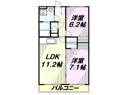 ビューヒルズK(2LDK/2階)の間取り写真