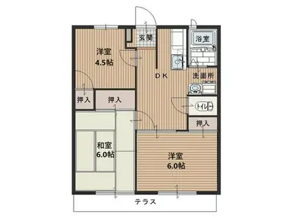 ファミールケイA(3DK/1階)の間取り写真