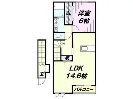 チェリーブロッサム(1LDK/2階)の間取り写真