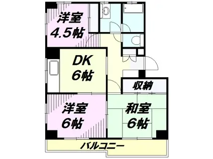 グリンテ鈴木(3DK/3階)の間取り写真