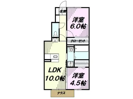 アーク・ド・ルミエール(2LDK/1階)の間取り写真