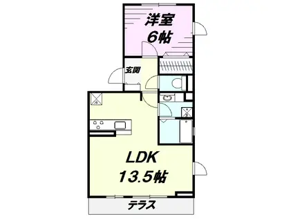 YAMAZAKIコーポラス(1LDK/1階)の間取り写真