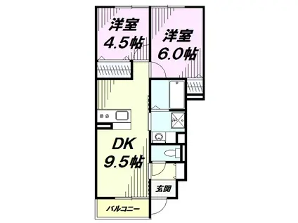カサヴェール(2DK/1階)の間取り写真