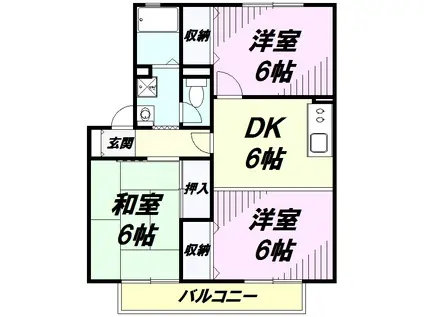 ボナール杉本(3DK/2階)の間取り写真