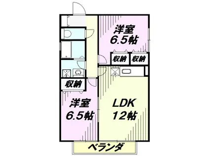 アーバンハイムB(2LDK/1階)の間取り写真