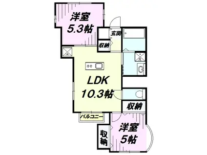 PAS A PAS(2LDK/2階)の間取り写真