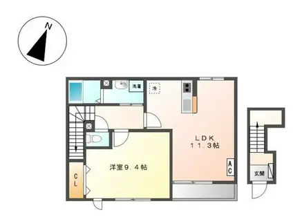モデルナ2(1LDK/2階)の間取り写真