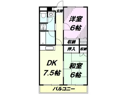 ラコルト(2DK/2階)の間取り写真