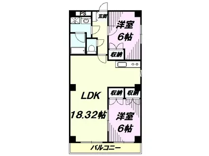 プラムグローブ(2LDK/2階)の間取り写真