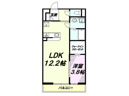リブリ・ルーチェテラス(1LDK/2階)の間取り写真