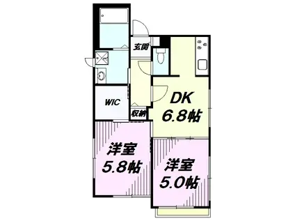 スカイハイツⅡ(2DK/1階)の間取り写真