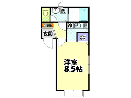 ライジングコート(1K/1階)の間取り写真