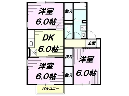 クレールパピヨンN(3DK/1階)の間取り写真