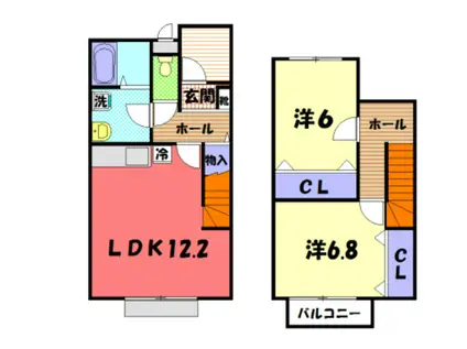アスピリア ウエスト(2LDK/1階)の間取り写真