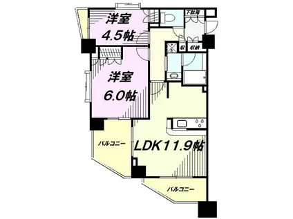 レジデンス八王子明神町(2LDK/6階)の間取り写真
