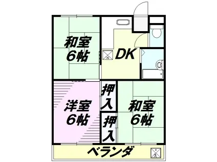 グリーンヒルズⅠ(3DK/2階)の間取り写真