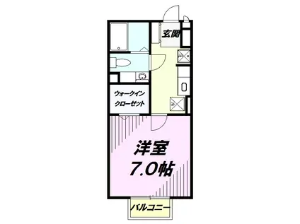 B-クレセント(1K/1階)の間取り写真