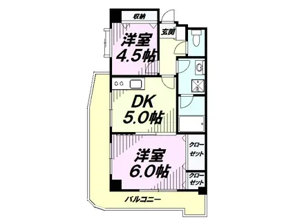 メゾン橘(2DK/3階)の間取り写真