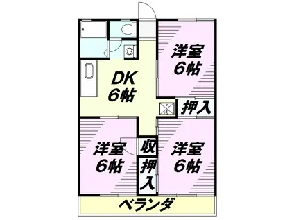 サンパレストミタ(3DK/2階)の間取り写真