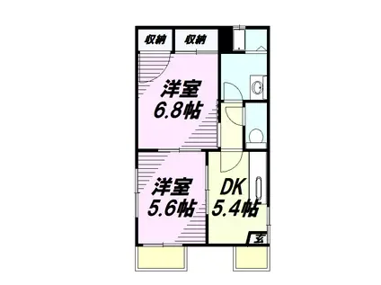 ツインハイムB(2DK/1階)の間取り写真