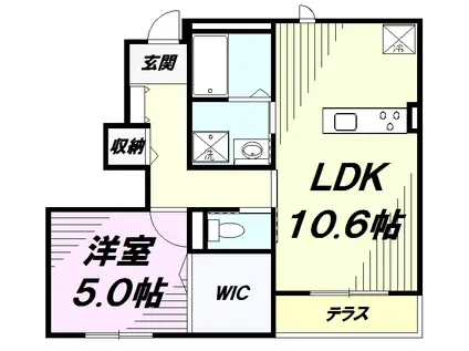 ラフェリア(1LDK/1階)の間取り写真