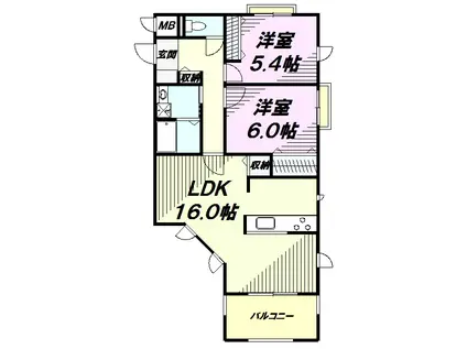 セレーノ(2LDK/1階)の間取り写真
