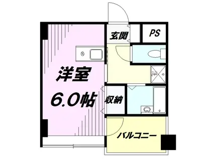 グロブナーハウス(ワンルーム/4階)の間取り写真