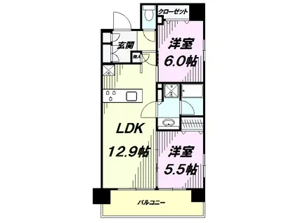 ラグゼナ八王子横山町(2LDK/6階)の間取り写真