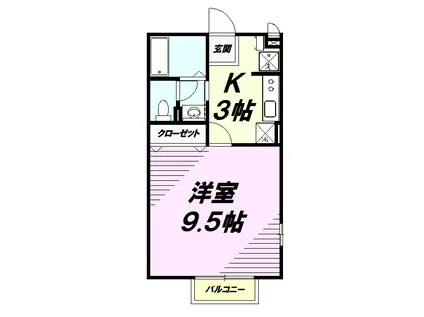 ハイツクラール(1K/1階)の間取り写真
