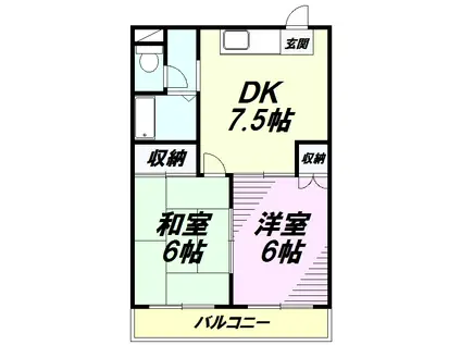 プリメールマンション(2DK/2階)の間取り写真