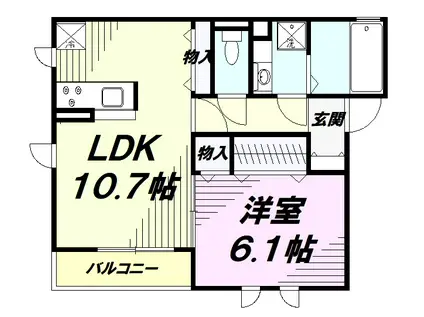 マイルド北野(1LDK/1階)の間取り写真