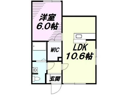 エルメゾン八王子中野上町(1LDK/1階)の間取り写真