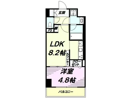 ラ ベール ジン(1LDK/1階)の間取り写真