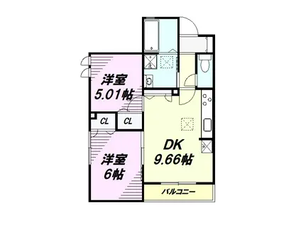 リュミエール(2DK/1階)の間取り写真