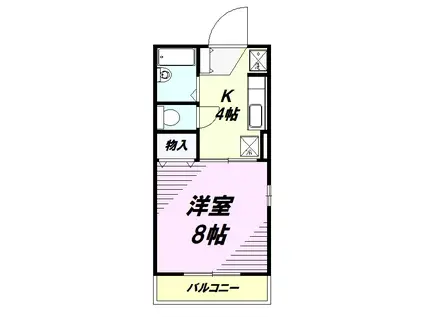 コスモスB(1K/2階)の間取り写真