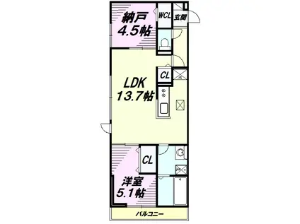 D-ROOM・K(1SLDK/3階)の間取り写真