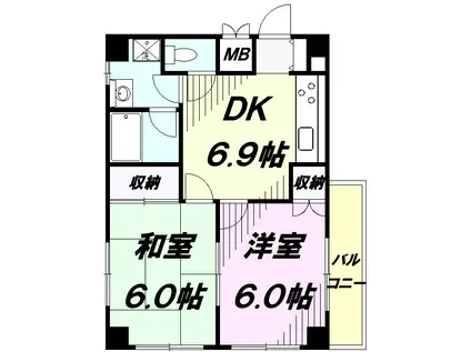 グリント(2DK/4階)の間取り写真