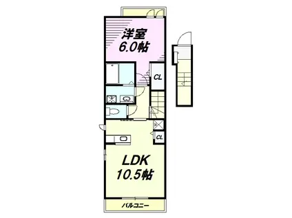 プリートアロッジオ ドゥエ(1LDK/2階)の間取り写真