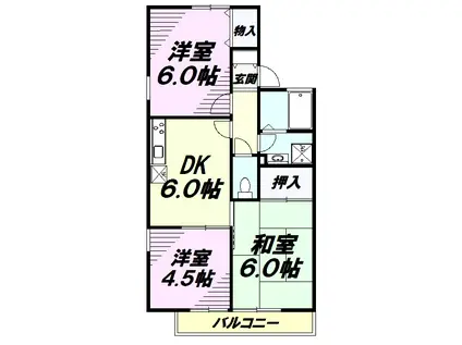 ニューグランドール(3DK/1階)の間取り写真