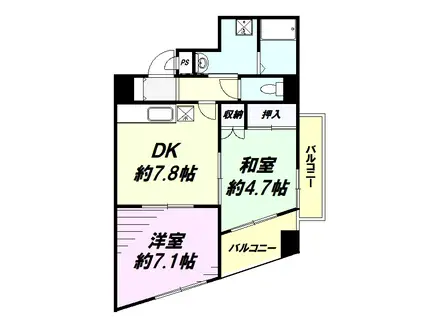 プライムステージ明神町(2DK/4階)の間取り写真