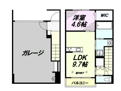 YMオートヴィラB棟(1LDK/1階)の間取り写真