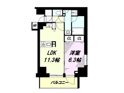 ラグゼナ八王子新町(1LDK/9階)の間取り写真
