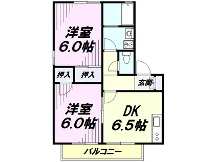 パークサイドA(2DK/2階)の間取り写真